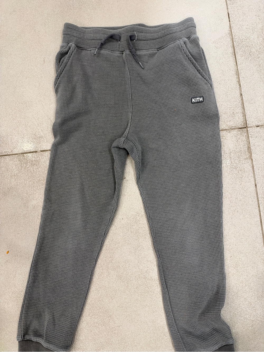 Kith Kids Gray Waffle Knit Joggers with Drawstring